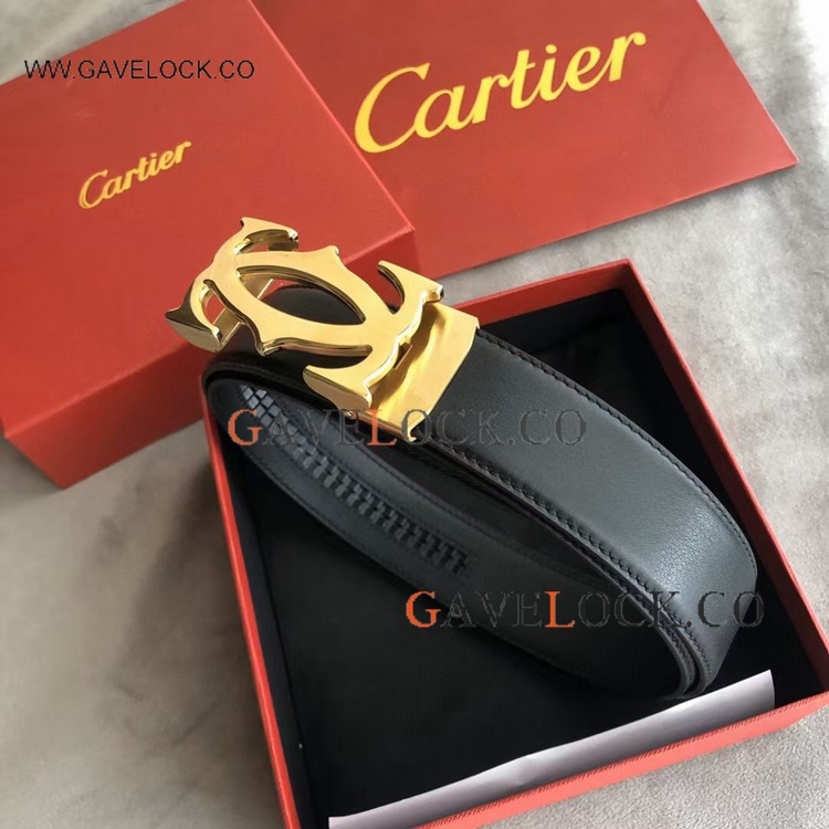 Copy Cartier 'Retractable' Leather Strap 35mm